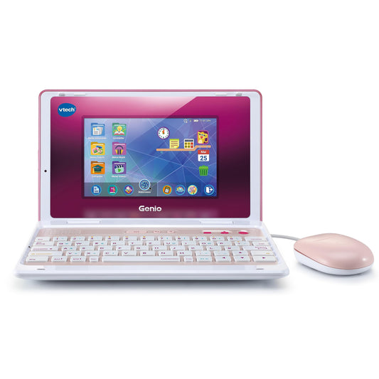 VTech Genio Laptop de Învățare XL roz – Laptop cu ecran LCD de 7" și acces la internet, program de text și multe conținuturi educaționale – Pentru copii de 5-12 ani