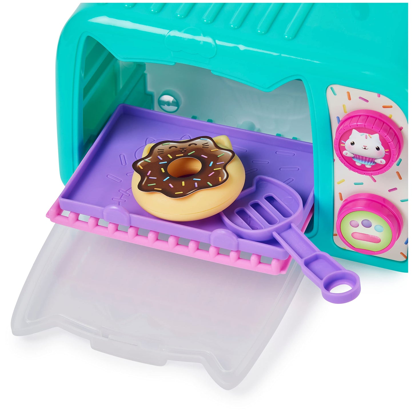 Gabby's Dollhouse, Cakey’s Ofen - Jucărie de rol cu efecte de lumină și sunet, accesorii pentru bucătării de jucărie și alimente, potrivită pentru copii de la 3 ani.