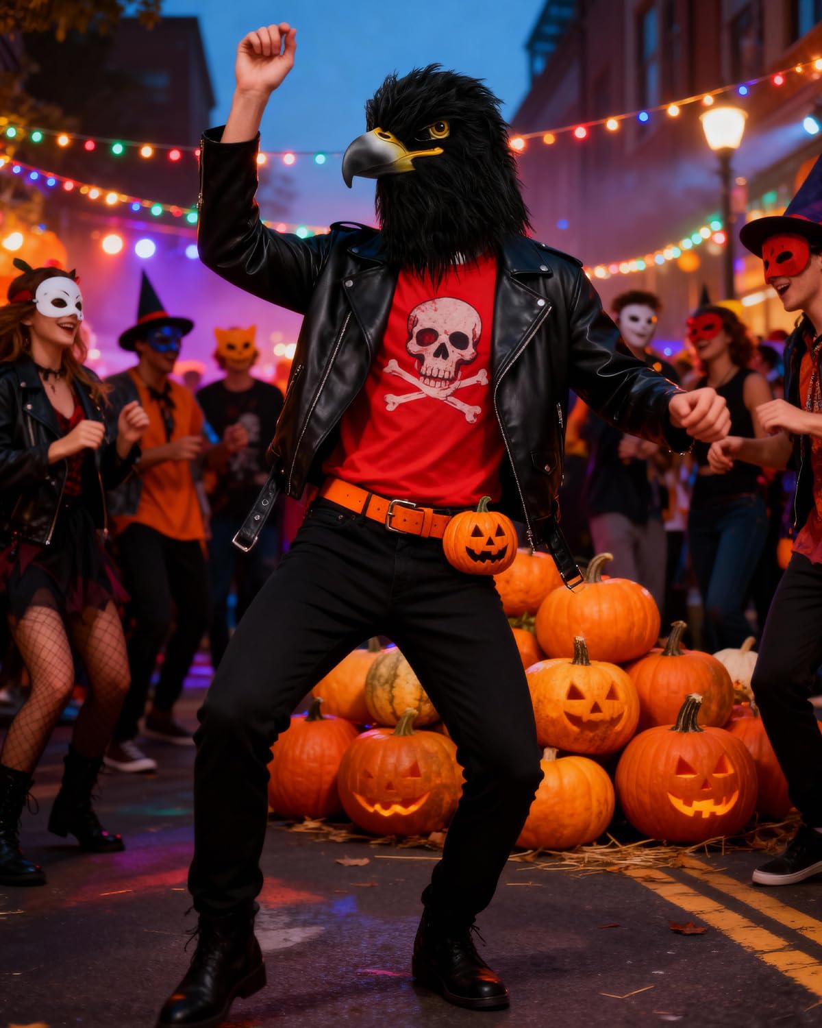 Shayulajiao Mască cap vultur negru din latex, Halloween