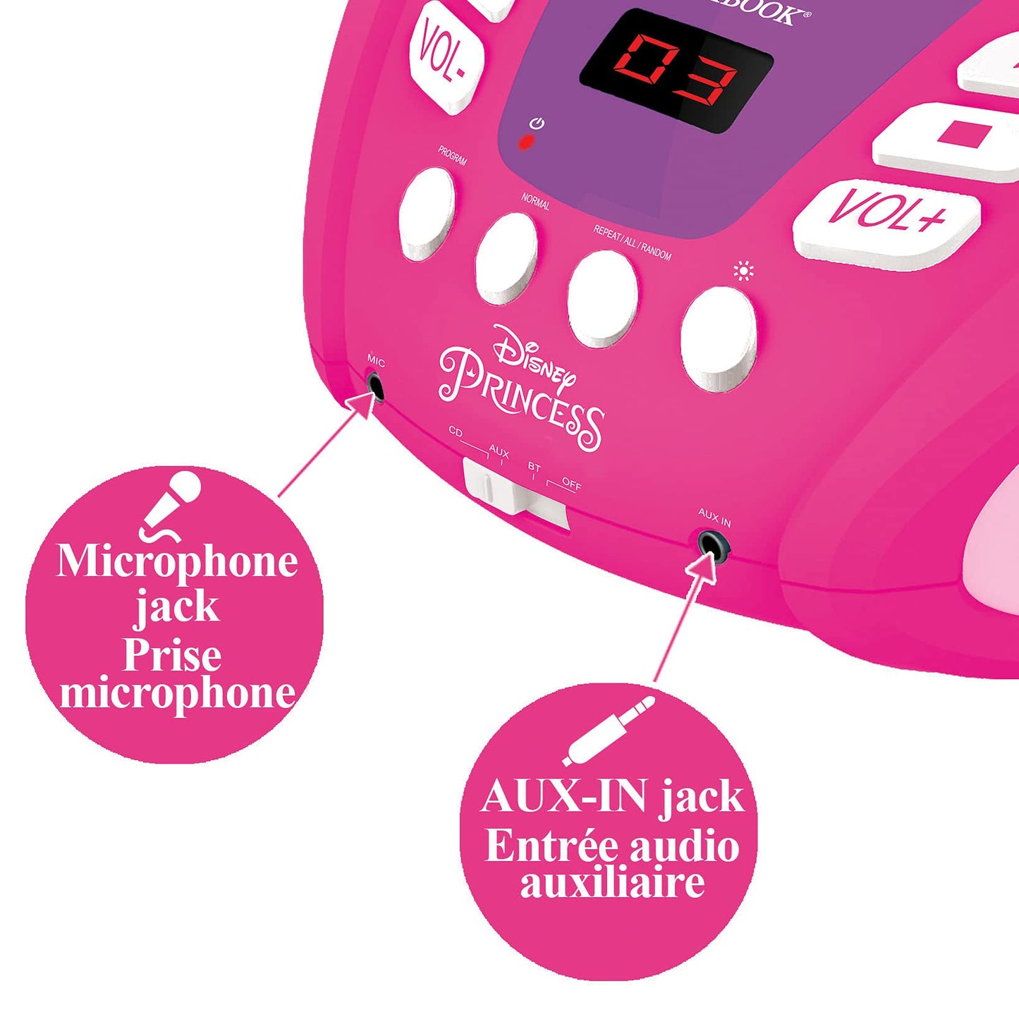 Lexibook RCD109DP CD Player Bluetooth Disney Printese, roz