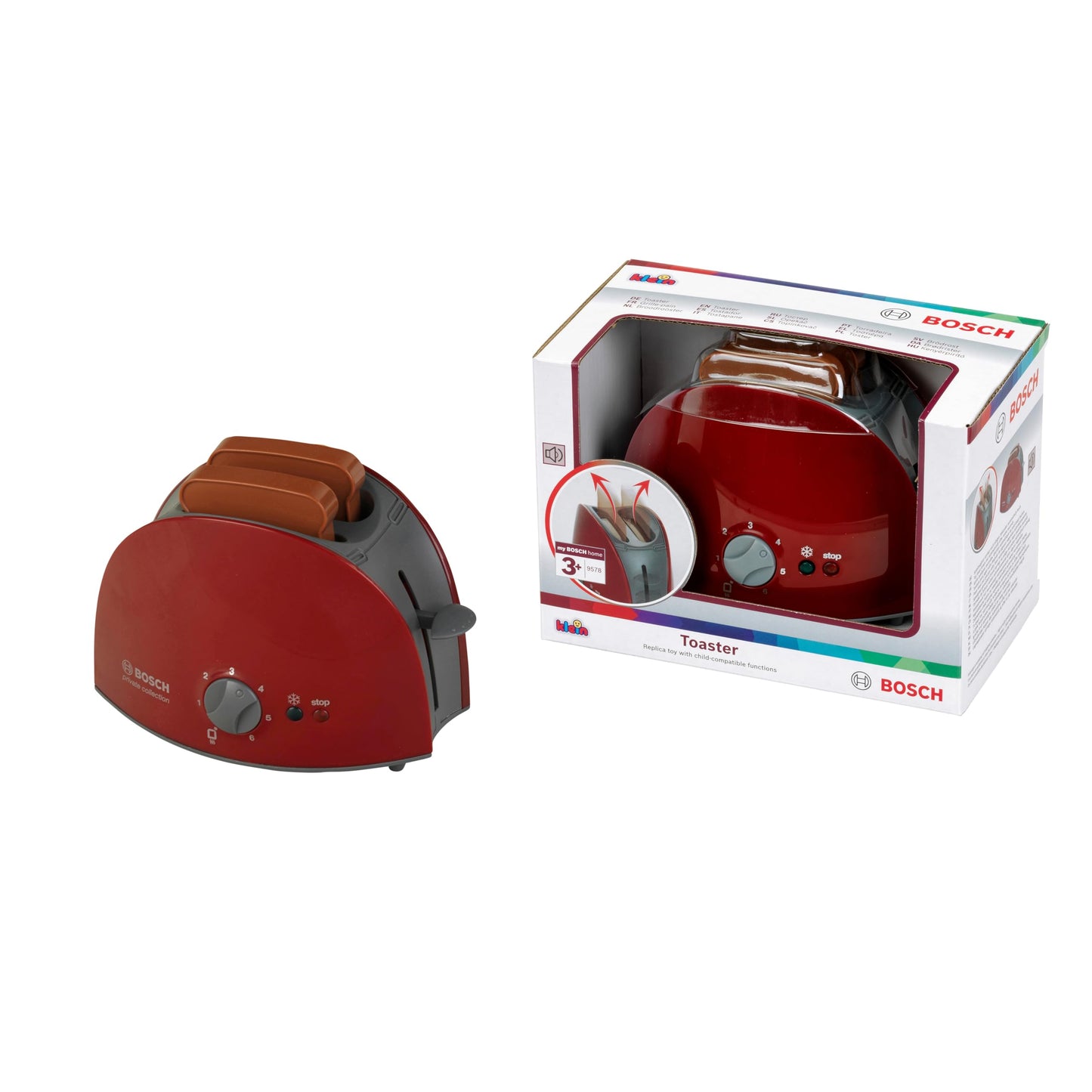 Prajitor de paine de jucarie Bosch Theo Klein cu Funcție Mecanică, Include 2 Feliile de Pâine