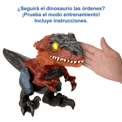 Figurina Mattel dinozaur JURASSIC WORLD, interactiva, efecte luminoase si sonore