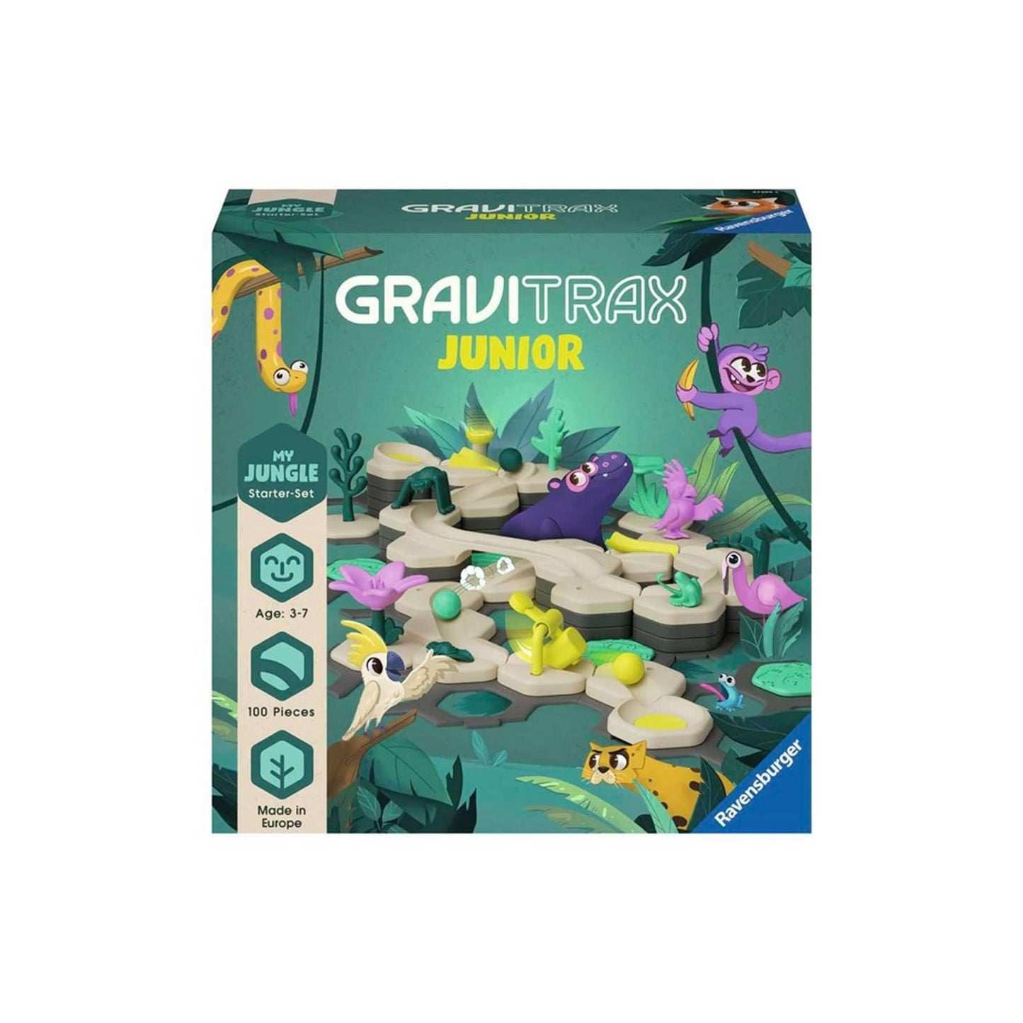 Ravensburger Set de constructie GraviTrax Junior - My Jungle, Joc Inovator și Educațional STEM, pentru Copii de 3-7 Ani și Adulți, 100 Piese