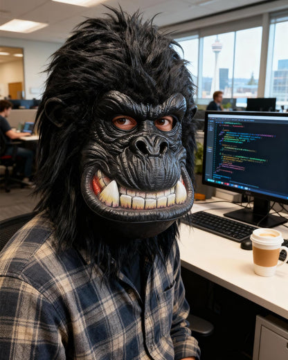 Masca Gorilla | Halloween & Carnaval – Masca din latex cu imitație de blană pentru petreceri, parade și carnavaluri