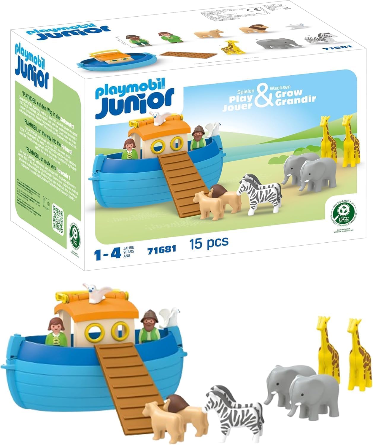 PLAYMOBIL JUNIOR Meine Mitnehm-Arche Noah Set de joacă sustenabil pentru copii de la 1 an