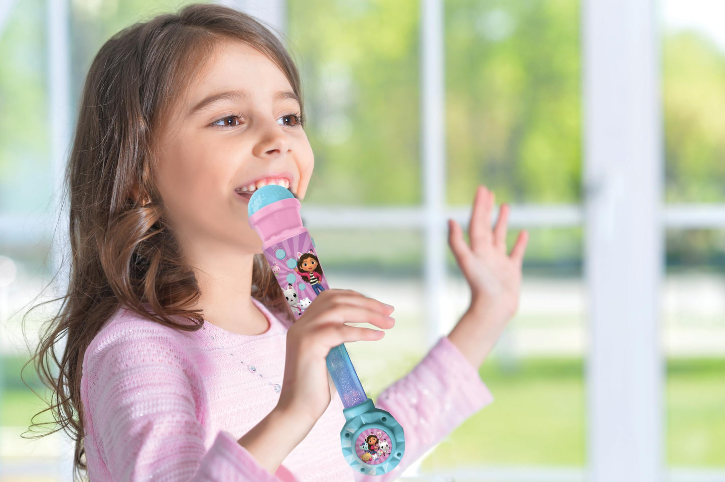 Lexibook Gabby’s Dollhouse Microfon luminos pentru copii Jucărie muzicală cu difuzor încorporat și efecte luminoase de la 2 ani (albastru/roz)