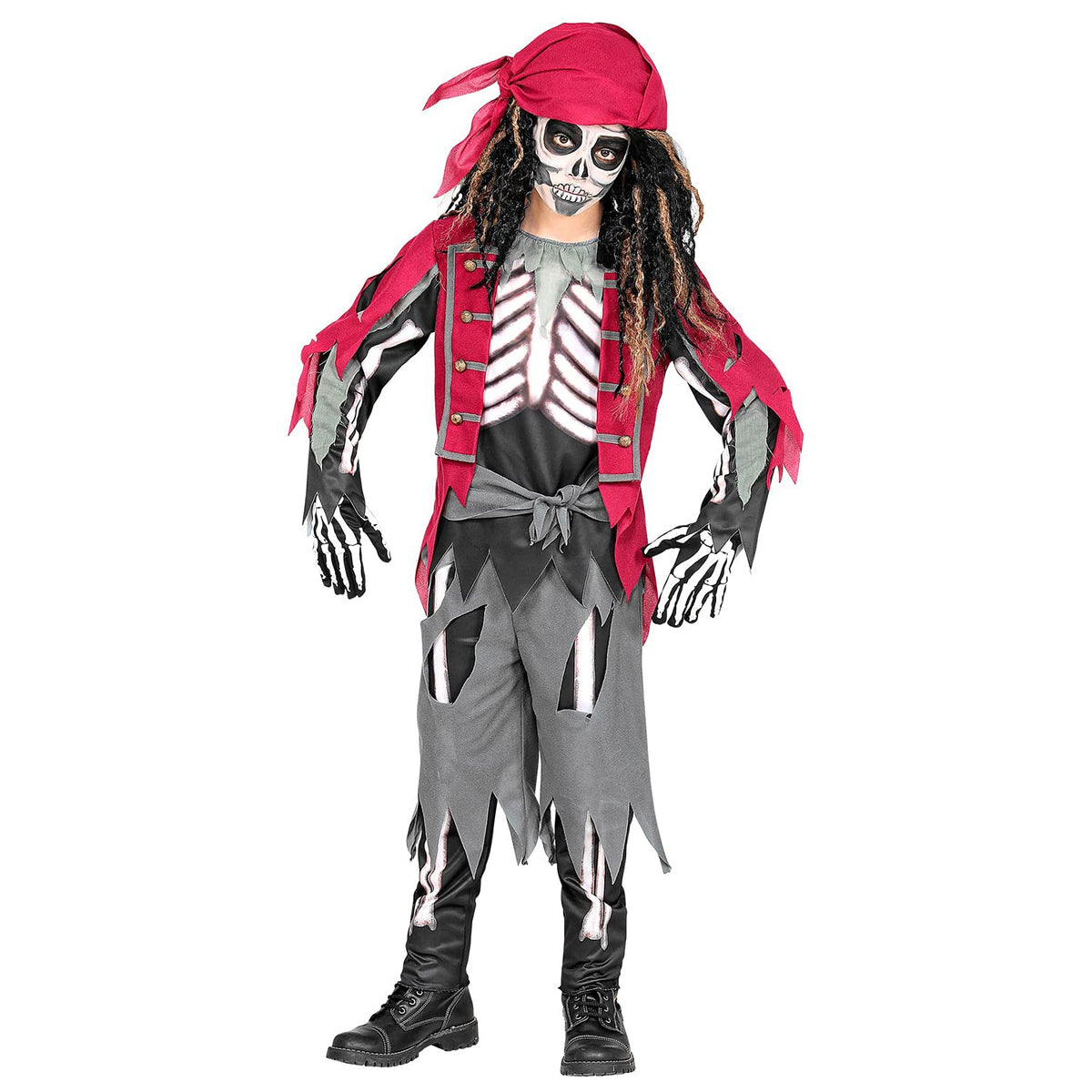 W WIDMANN MILANO Party Fashion Costum pentru copii Schelet Pirat pentru Halloween, Carnaval 5-7 ani