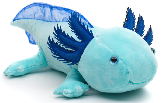 Uni-Toys - Axolotl (Albastru Deschis-Fluorescent) - 32 cm (Lungime) - Ajolote de Pluș - Jucărie de Pluș
