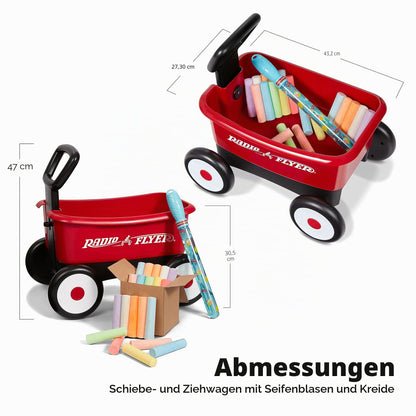 Radio Flyer Push & Pull Walker Wagon Cărucior 2-în-1 pentru copii 1-4 ani (roșu)