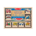 Melissa & Doug Set stampile din lemn Vehicule, 4+ ani
