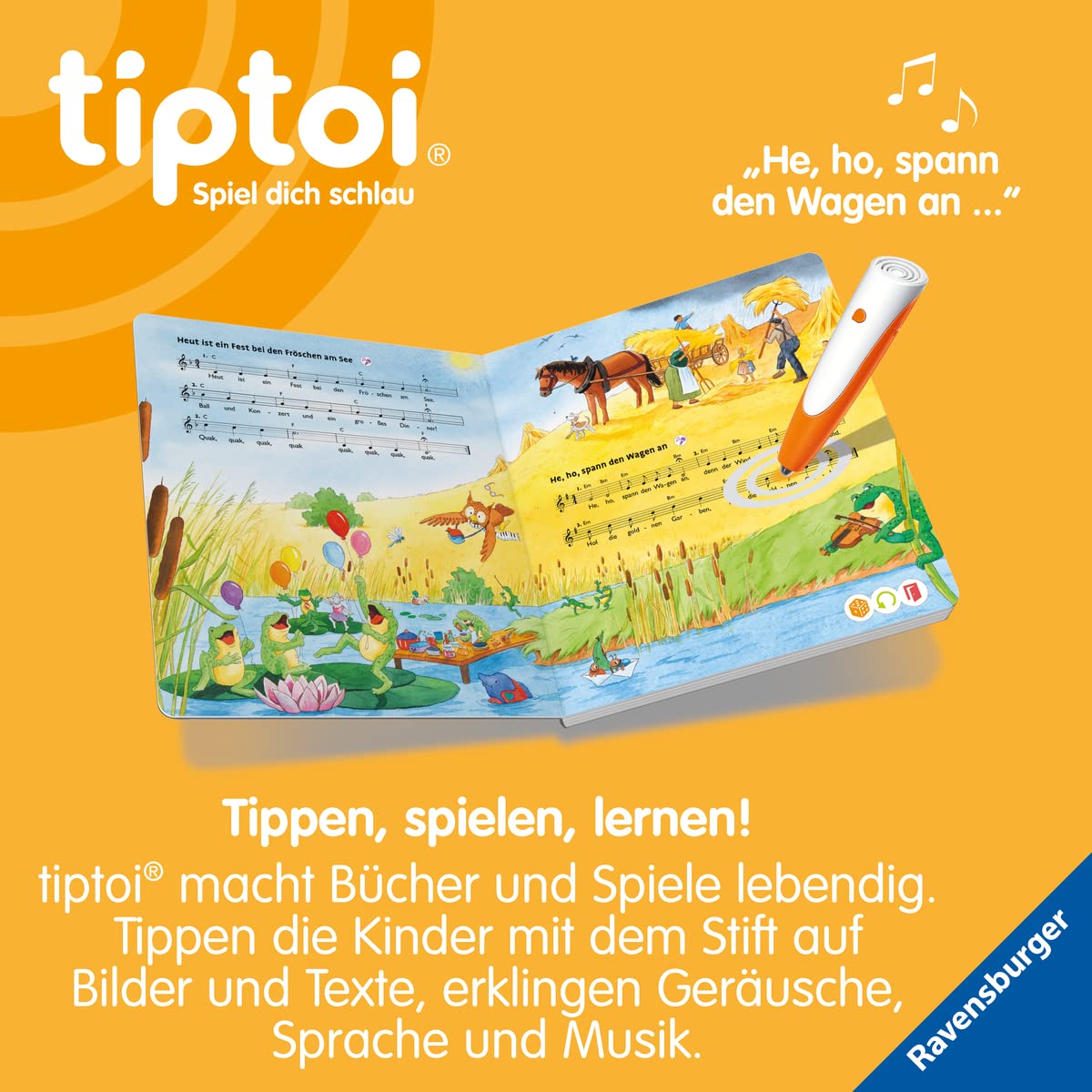 Ravensburger tiptoi Starter-Set Plus 00159: Stilou și cartea „Cele mai frumoase cântece pentru copii” - Plus stație de încărcare [Exclusiv pe Amazon]