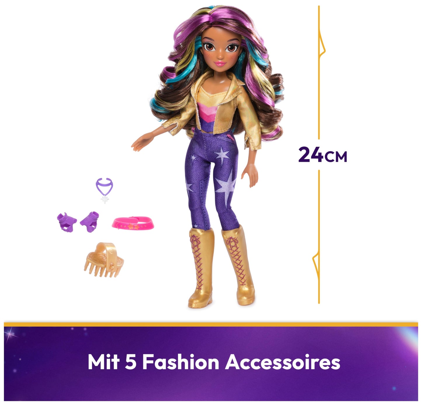 Unicorn Academy - Păpușa Sophia, originală din seria Netflix, 24 cm, cu 6 accesorii pentru jocuri imaginative, pentru copii de la 4 ani.