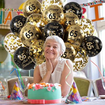 Yiran Set 15 Baloane Aniversare 55 Ani, negru/auriu