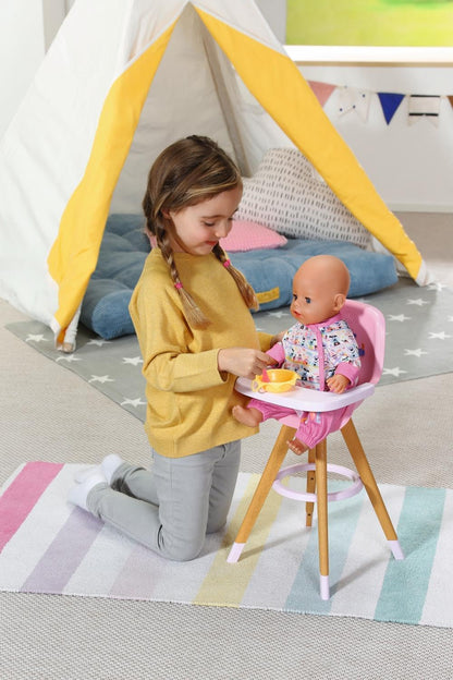 BABY Born Hochstuhl Scaun înalt pentru păpuși cu aspect modern de lemn Accesorii de calitate pentru păpuși de la 3 ani