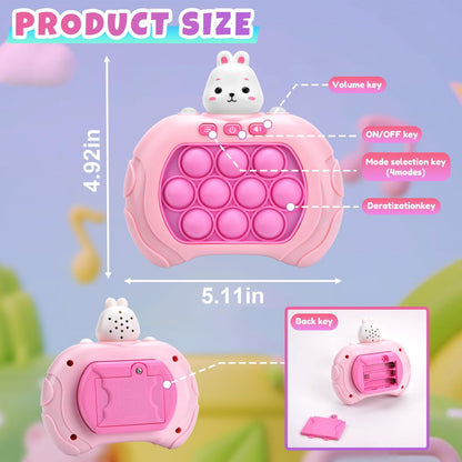 Jucărie senzorială cu butoane pop - Consolă de jocuri cu bule pentru copii, joc de descompresie, mașină de puzzle, joc cu lumini, cadou de ziua de naștere pentru copii 3+ (Iepuraș)