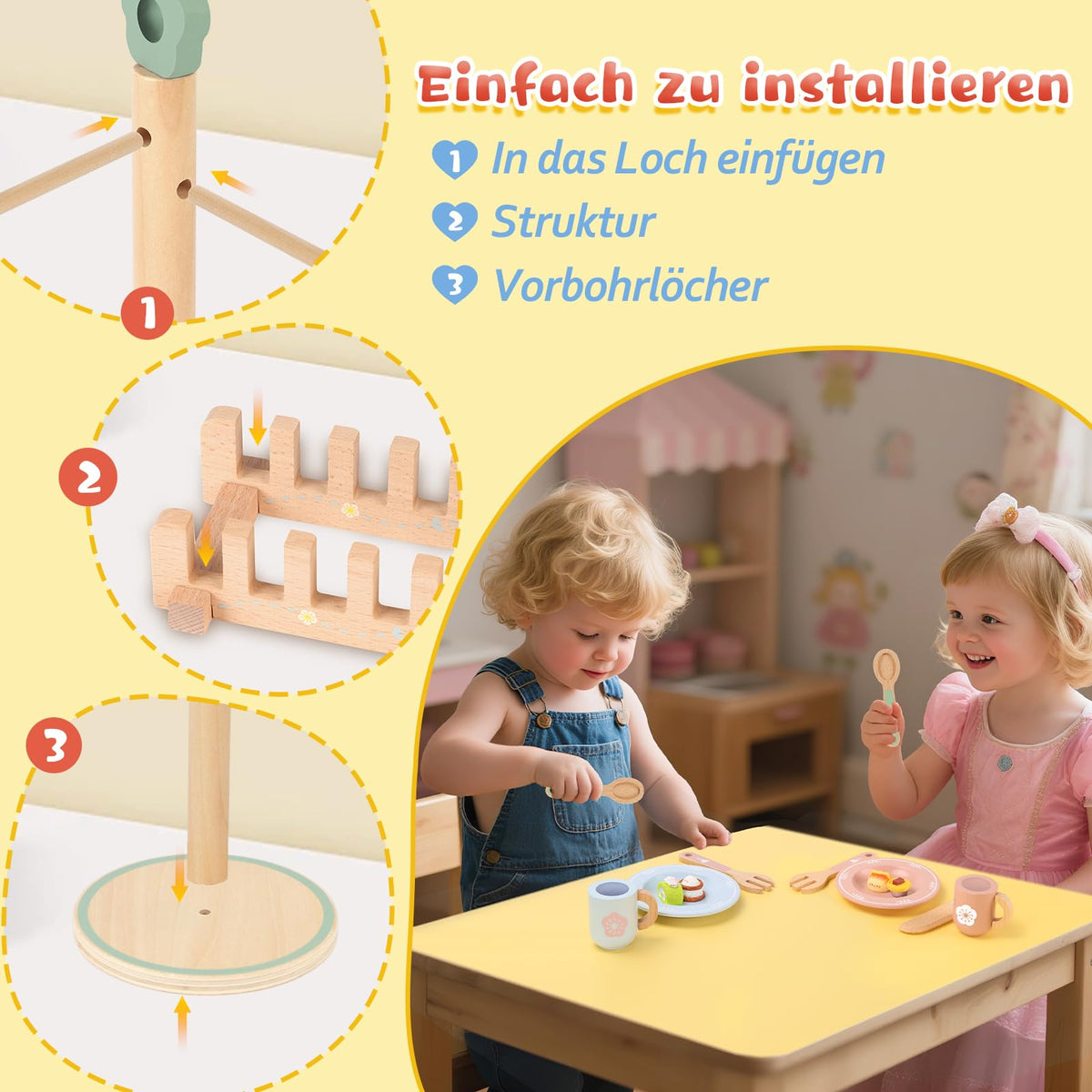 Charmofun Set ceai din lemn, 30 piese, 3+ ani