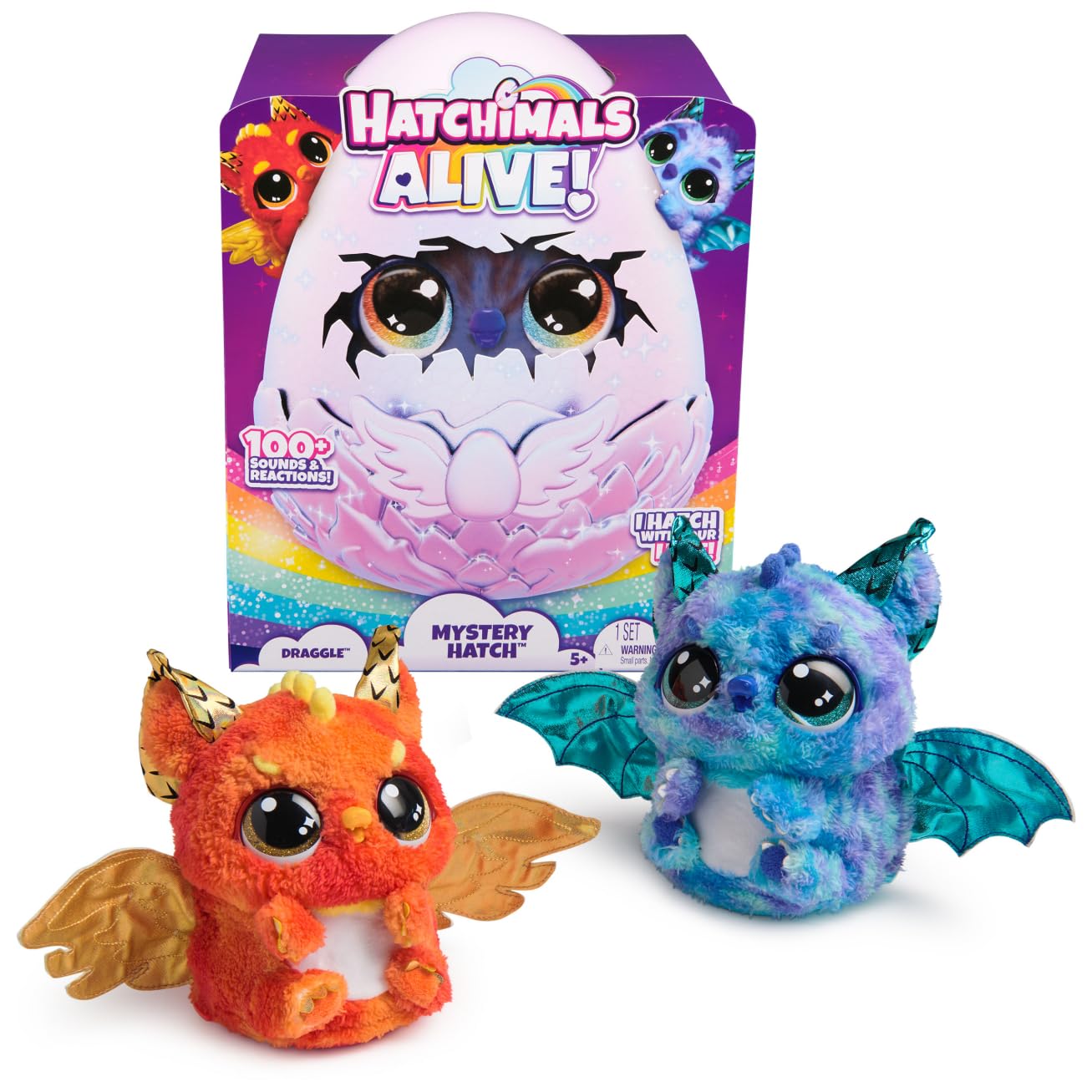 Hatchimals Alive Mystery Ei Draggle - Ou magic de 25 cm cu jucărie interactivă surpriză, pentru copii de la 5 ani.