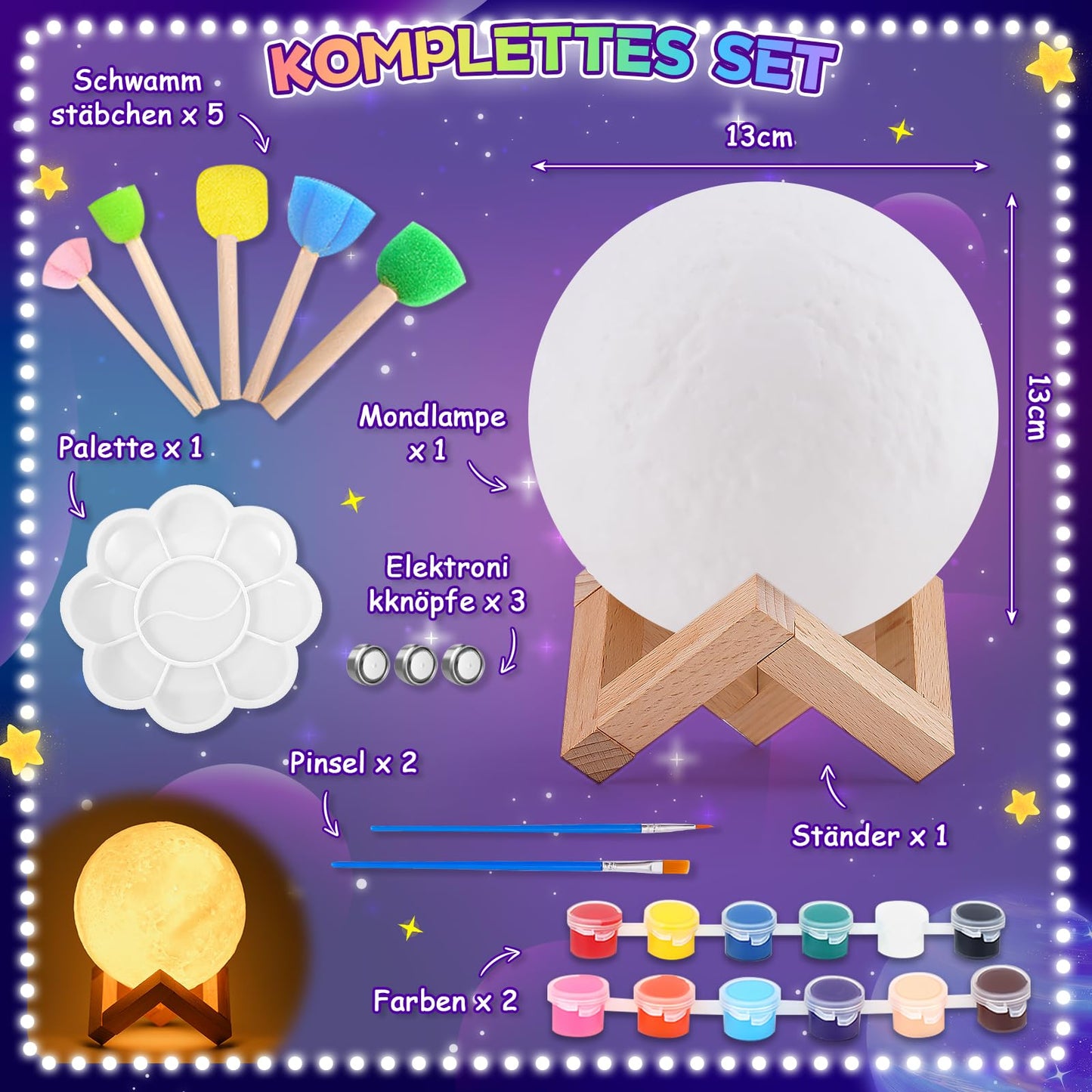 Celecstan Set bricolaj Lampă Lună DIY, 5+ ani