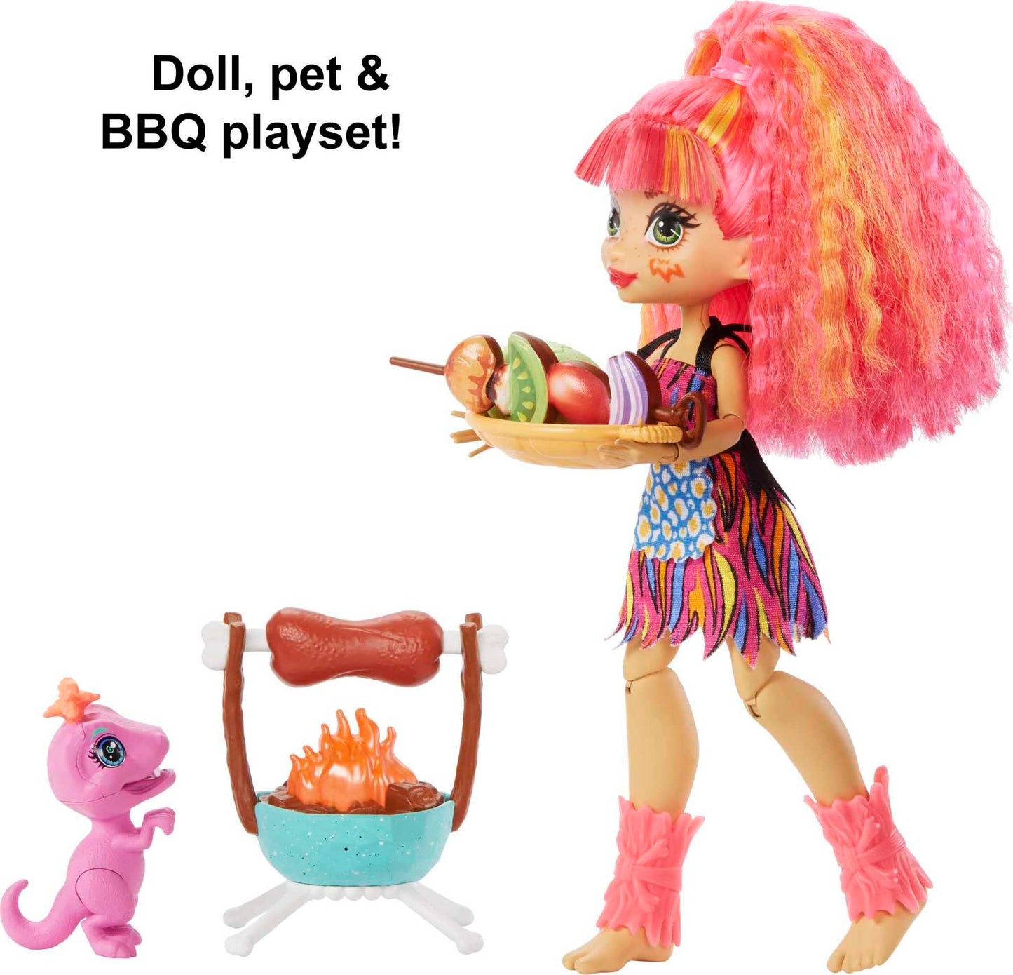 Set papusa Cave Club Wild About BBQs Barbecue Set (Mattel GNL96)