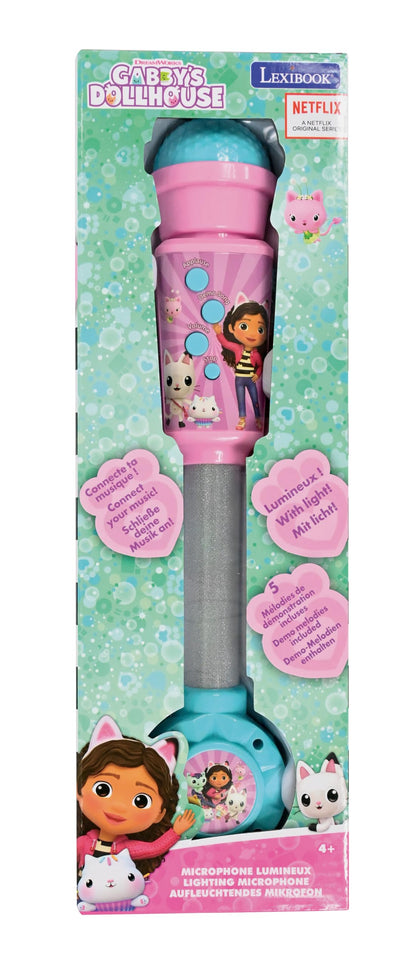 Lexibook Gabby’s Dollhouse Microfon luminos pentru copii Jucărie muzicală cu difuzor încorporat și efecte luminoase de la 2 ani (albastru/roz)