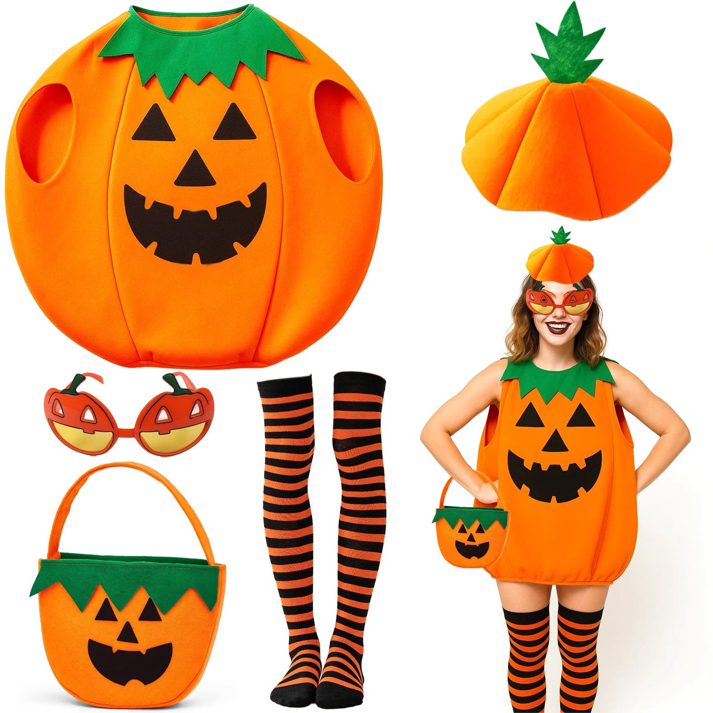 YTPAFK Costum Dovleac Halloween Set, 5 piese