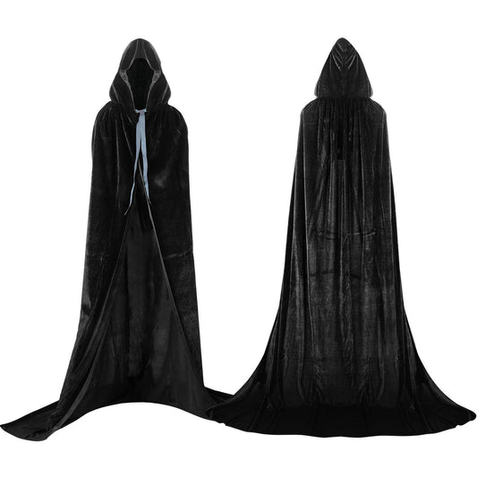 Proumhang Pelerină cu glugă catifea Halloween, negru