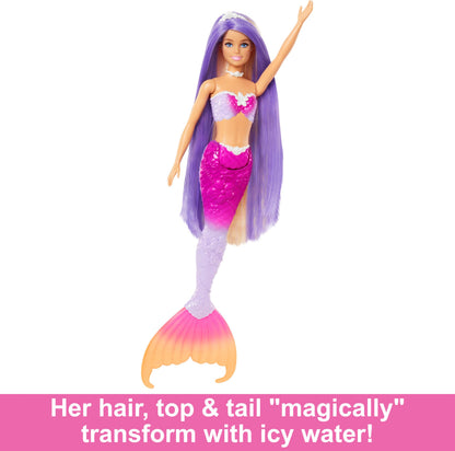 Barbie Sirenă Malibu cu schimbare culoare la apă