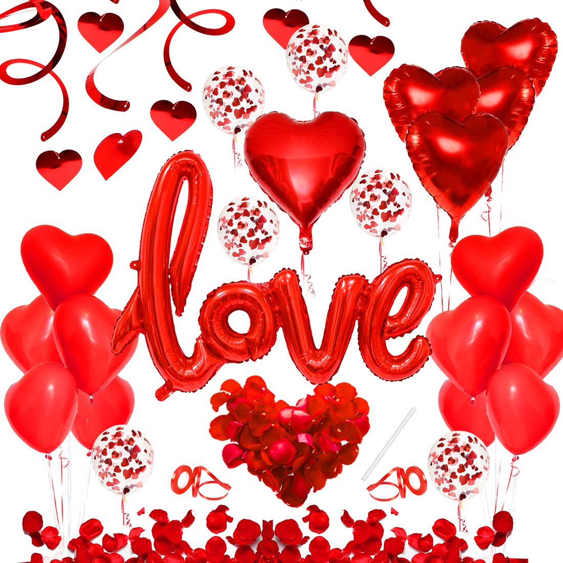 49X Balonase Rote Love, Decoratiuni Romantice, XXL Balon Folie Love, Balon Inima Rote Helium, Balon Confetti, Decoratiune pentru Atmosfera Romantica, Cerere in Casatorie, Decoratiuni de Ziua Indragostitilor, Nunta