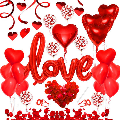 49X Balonase Rote Love, Decoratiuni Romantice, XXL Balon Folie Love, Balon Inima Rote Helium, Balon Confetti, Decoratiune pentru Atmosfera Romantica, Cerere in Casatorie, Decoratiuni de Ziua Indragostitilor, Nunta
