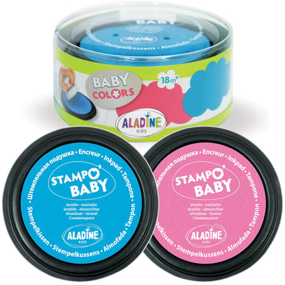Aladine Stampo Baby Set de 2 Tampone Cerneală Turcoaz și Roz pentru Copii de la 18 Luni