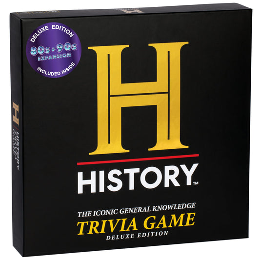 DYCE History Channel Joc de societate Trivia Ediție Deluxe cu Extensie ani 80 și 90 - 2400+ Întrebări de Cultură Generală pentru Adulți, Familie și Adolescenți