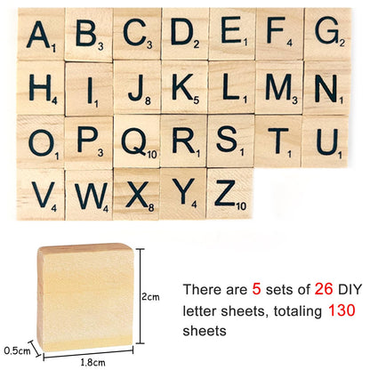 Nutabevr 130 bucăți A până Z litere din lemn, joc cu literele alfabetului, puzzle meșteșug cu valori numerice, pentru joacă, pentru DIY, educația copiilor, jucării pentru copii