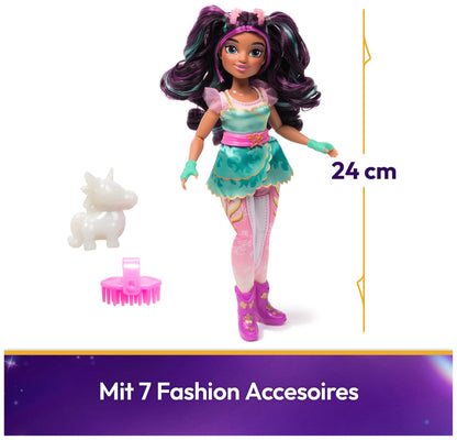 Unicorn Academy Ava Păpușă de îmbrăcat cu păr natural și accesorii 24 cm de la 4 ani