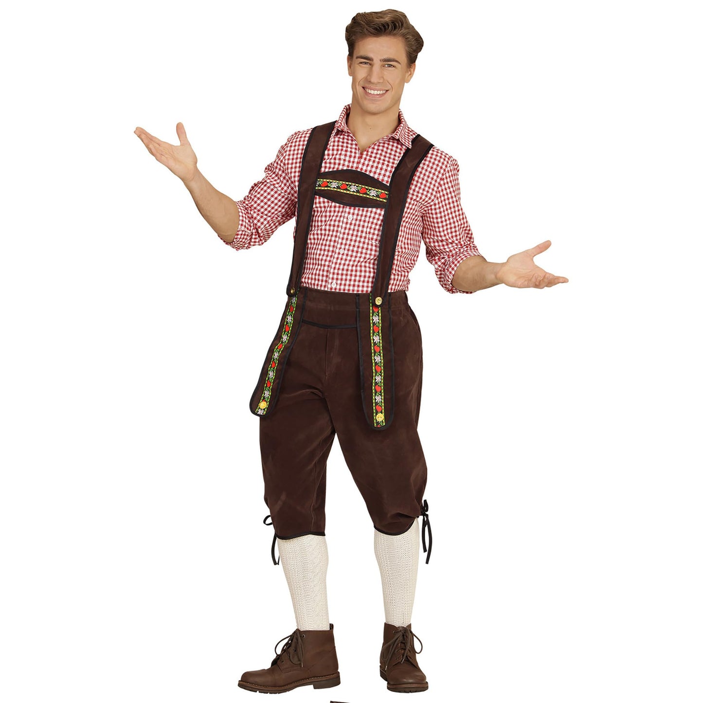 W WIDMANN MILANO Party Fashion Costum Pantaloni tradiționali bărbați maro pentru festival bere și carnaval