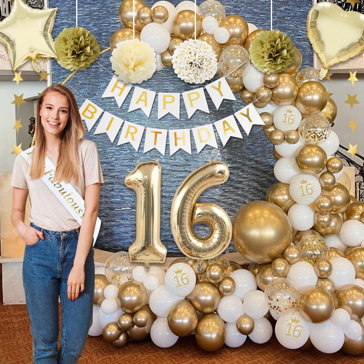KISPATTI Set decoratiuni aniversare 16 ani, 62 buc