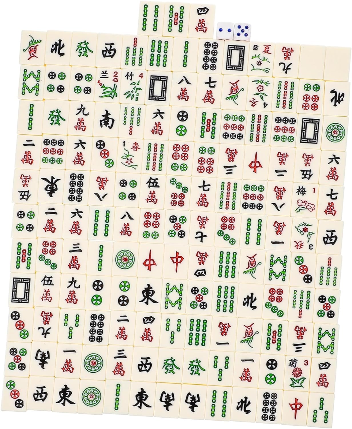 XUBX Set Mini Mahjong, 144 piese, cutie lemn