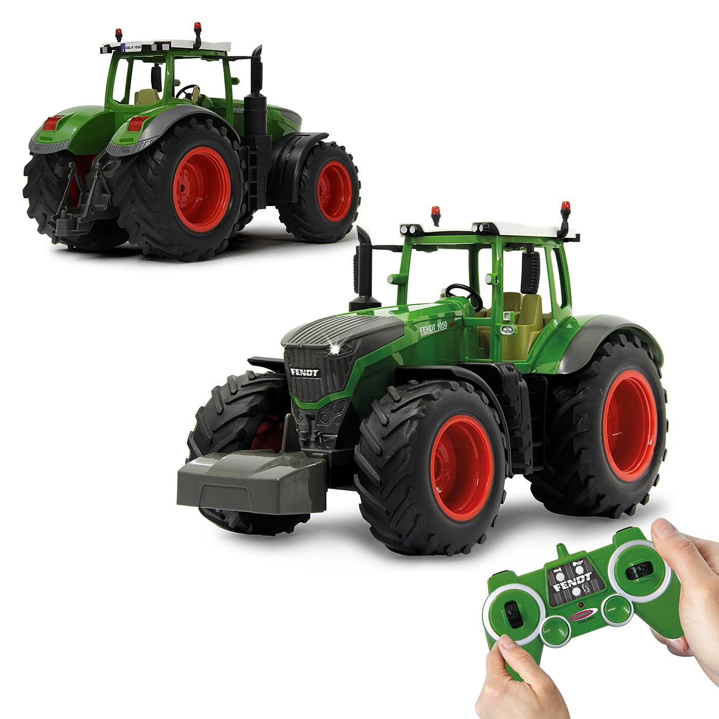 JAMARA 405035 Fendt 1050 Vario Tractor RC cu sunet motor, avertizare mers înapoi, claxon, funcție oprire, tracțiune pe 2 roți, anvelope din cauciuc, LED-uri frontale luminoase, semnalizatoare, funcție demo 3+ ani