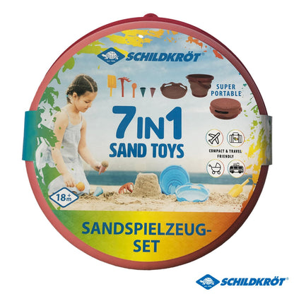 Set de Jucării de Nisip 7 în 1 Schildkröt, Inovator, Compact și Economisitor de Spațiu, Cub de 3 Litri Pliabil cu 6 Jucării de Nisip, 970245