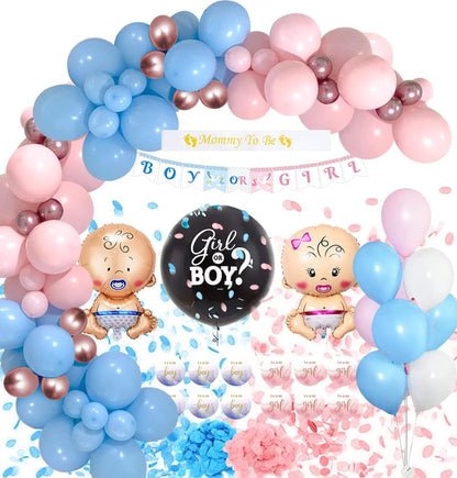 Montegoni Gender Reveal Party Set de decorare pentru petreceri bebeluși, cu confetti roz și albastru