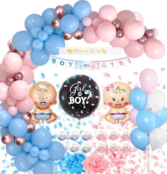 Montegoni Gender Reveal Party Set de decorare pentru petreceri bebeluși, cu confetti roz și albastru