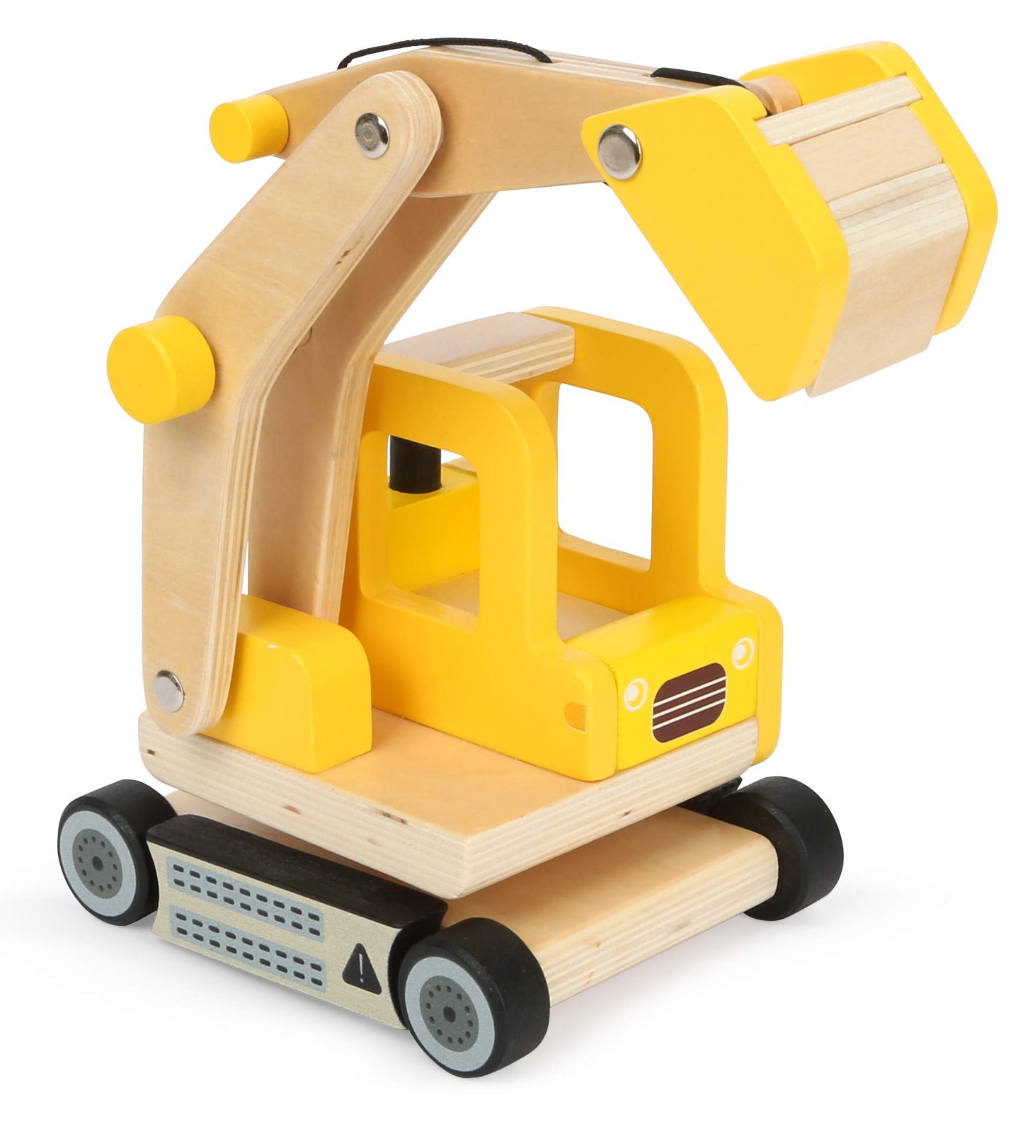 small Foot 12010 Excavator din lemn cu braț mobil 360 grade rotativ pentru copii de la 3 ani