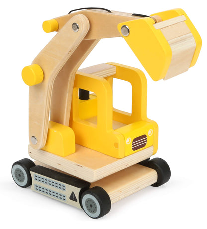 small Foot 12010 Excavator din lemn cu braț mobil 360 grade rotativ pentru copii de la 3 ani