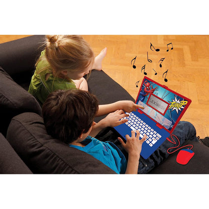 Lexibook Spider-Man Laptop educațional bilingv italiană-engleză jucărie cu 124 activități de învățare, joc și muzică 2+ ani (albastru/roșu)