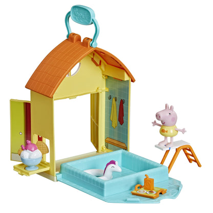 Set de joacă Peppa Pig - Aventurile lui Peppa la piscină, include 1 figură și 4 accesorii, potrivit pentru copii de la 3 ani.