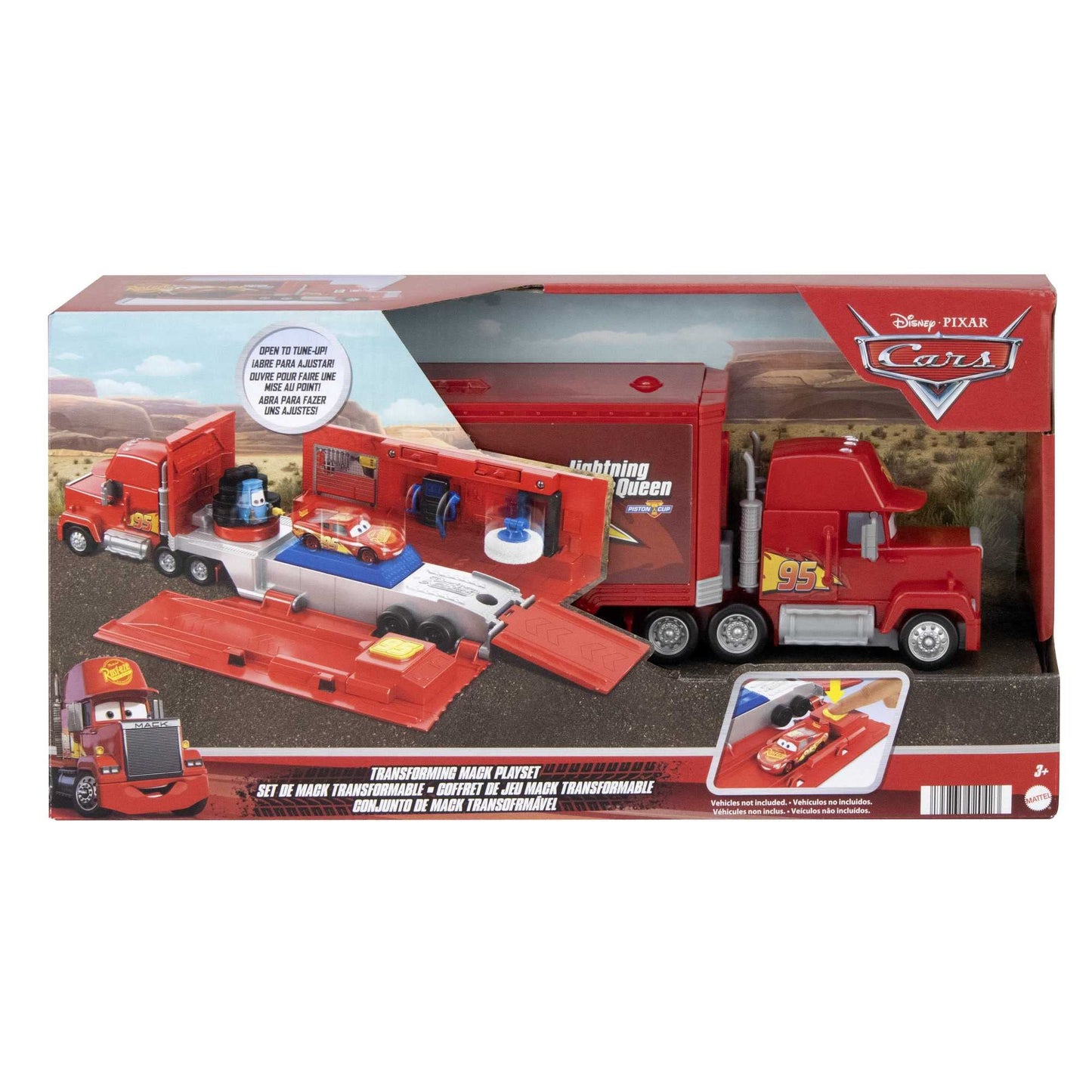 Mattel Cars Mack Camion 2-in-1 si statie tuning, 4+ ani