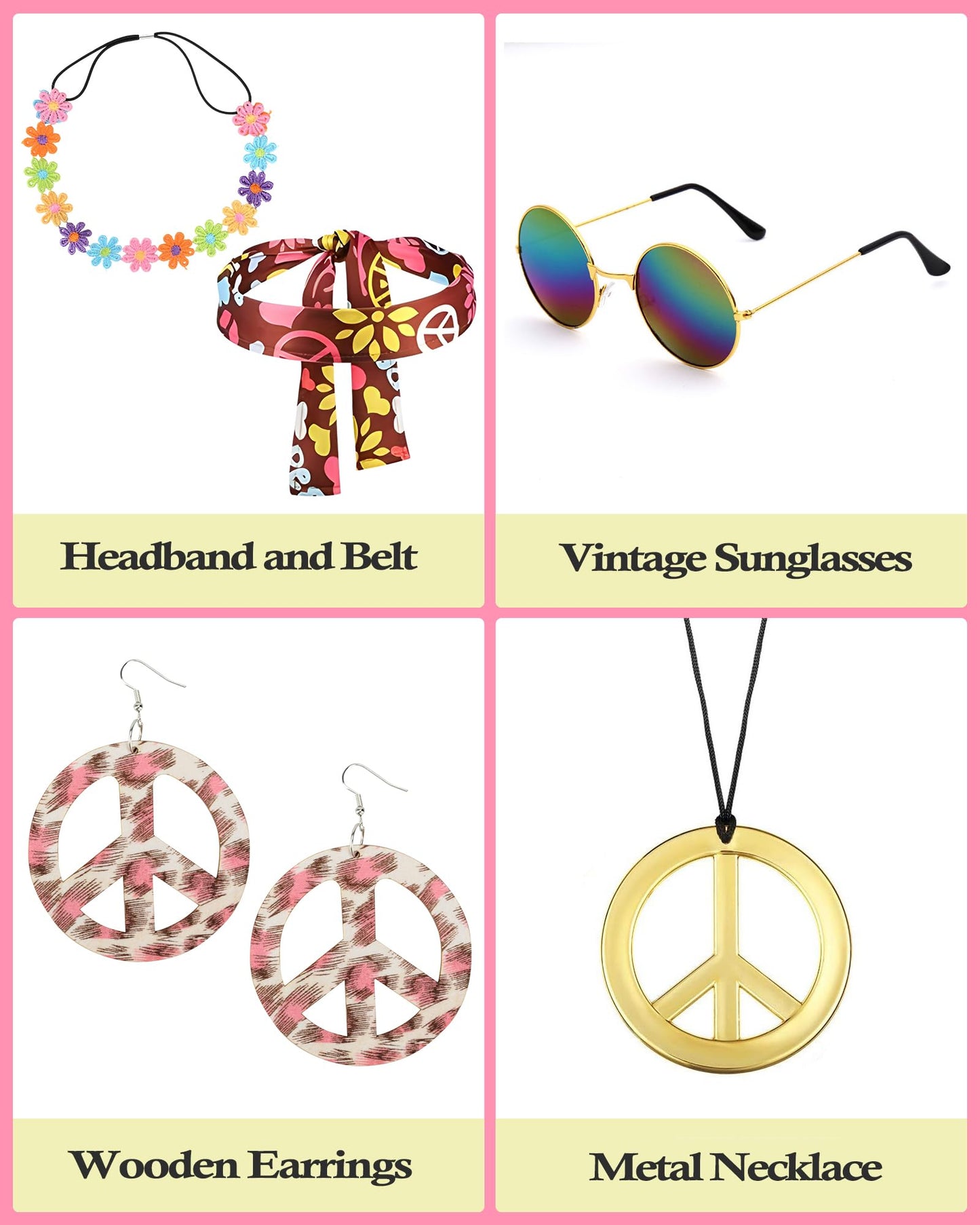 BIQIQI Set Costum Hippie Anni '70, cu Accesorii