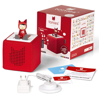 tonies Toniebox Set de pornire Boxă audio pentru copii cu 1 figură creativă, wireless, 7 ore autonomie, roșu