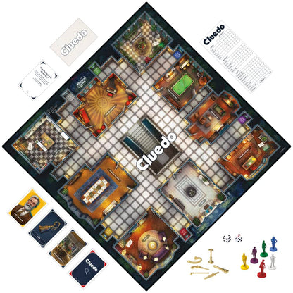 Hasbro Gaming Cluedo Joc de societate pentru copii de la 8 ani, joc de detectiv și mister pentru 2 până la 6 jucători