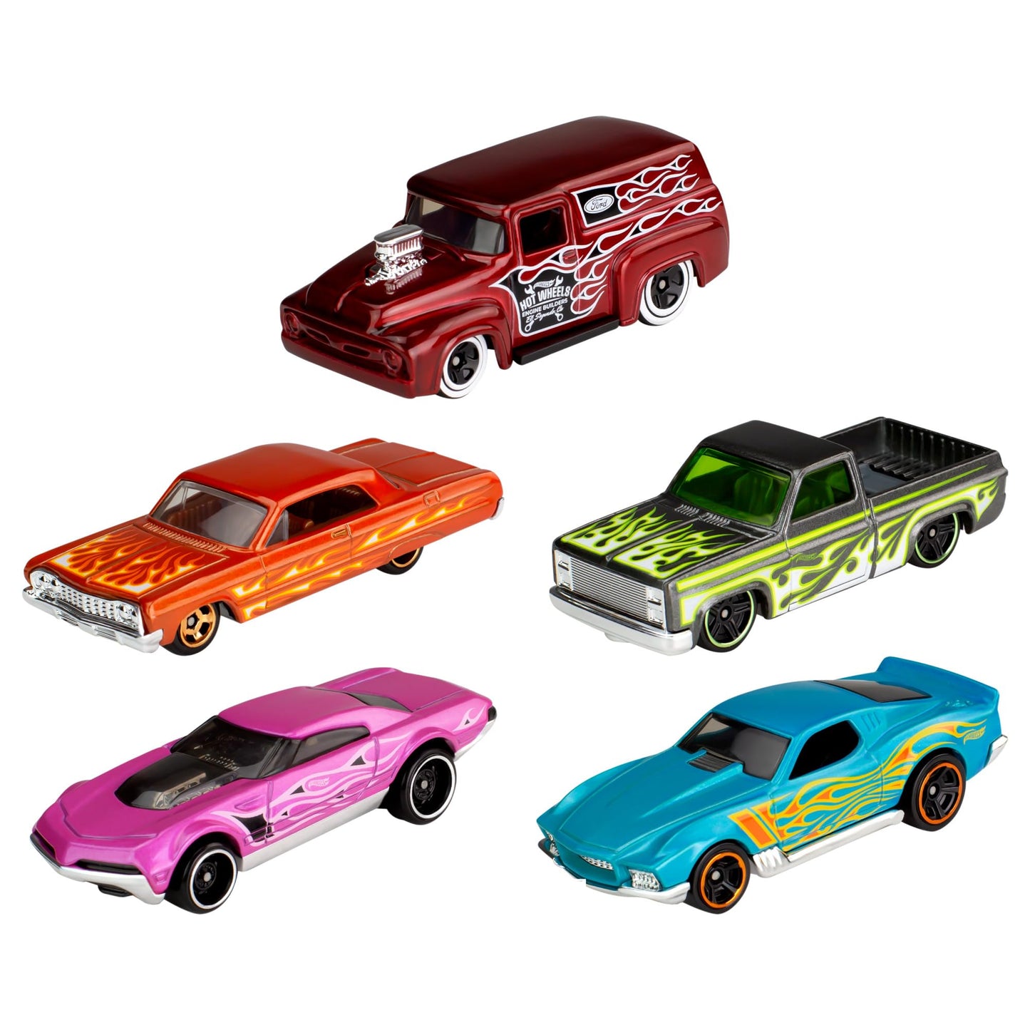 Hot Wheels 1806 Set de mașinuțe, 5 piese, 1:64, cu detalii realiste, jucărie auto, de la 3 ani