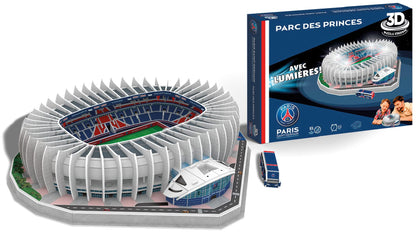 Puzzle Park der Prinzen 3D Megableu, cu lumini integrate, echipa de fotbal Paris Saint Germain, 111 piese numerotate, pentru asamblare individuală sau în familie, recomandat de la 7 ani, 678326, stadion PSG.